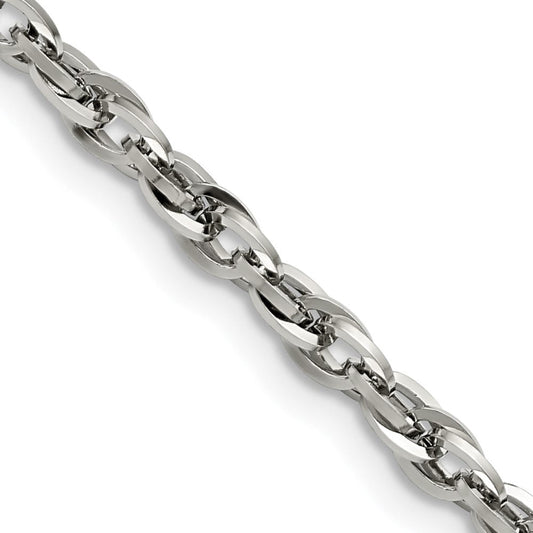 Chisel Stainless Steel Polished 4.2mm 18 inch Fancy Twisted Link ChainSRN804