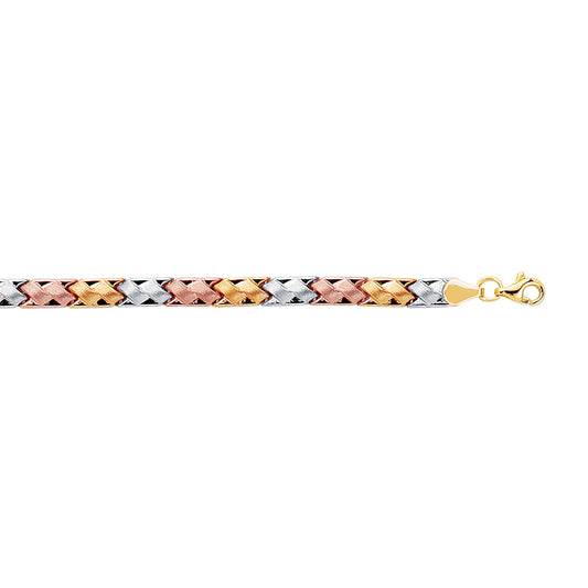 Royal Chain 14K Tri-color Gold Satin Mini X Stampato Bracelet STA252
