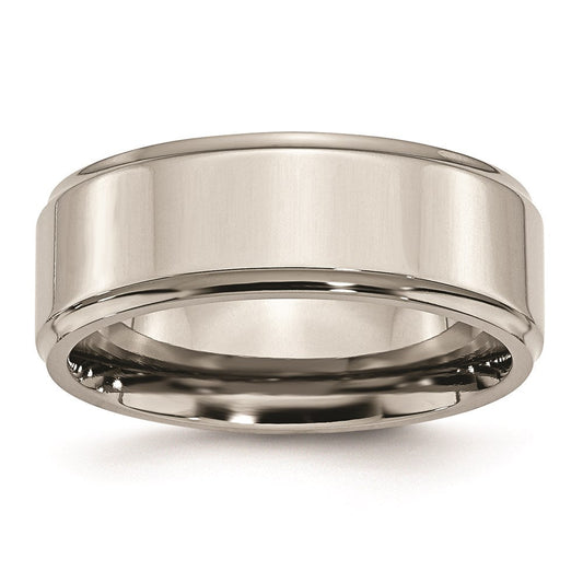 TB36_CH Chisel Titanium Polished 8mm Ridged Edge Band