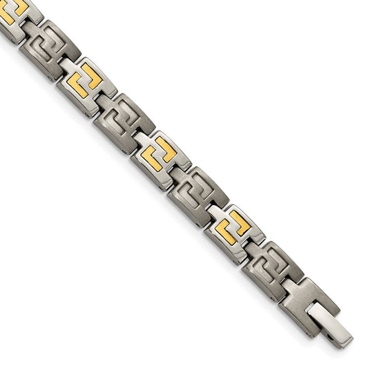 Chisel Titanium with 14k Gold Inlay Brushed and Polished 8.5 inch Bracelet TBB124-8.5