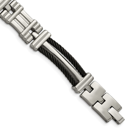 Chisel Titanium Polished Black IP-plated 8.5 inch Bracelet TBB132-8.5