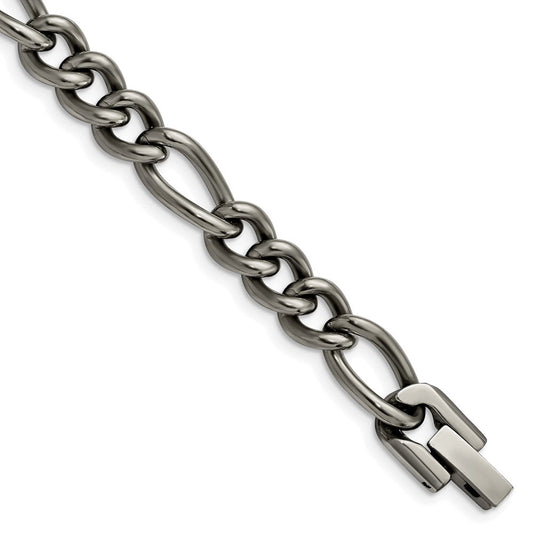 Chisel Titanium Polished 7mm 8.5 inch Figaro Chain TBB187-8.5