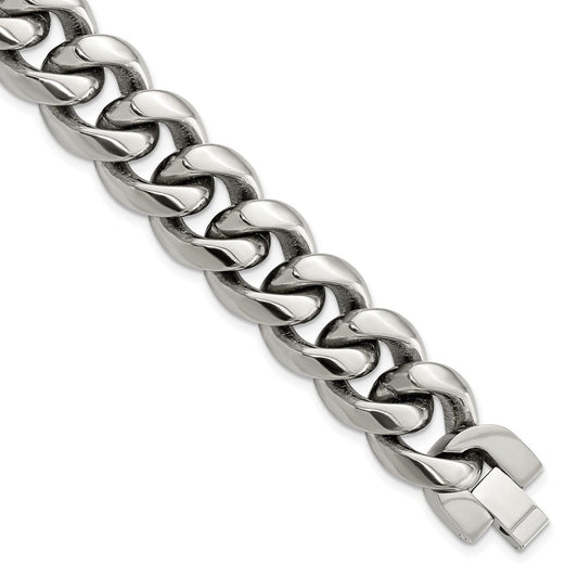 Chisel Titanium Polished 14.50mm Curb 8.5 inch Bracelet TBB189-8.5