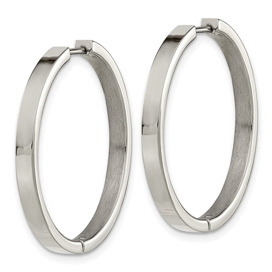TBE127 Chisel Titanium Polished 2.8mm Hinged Hoop Earrings