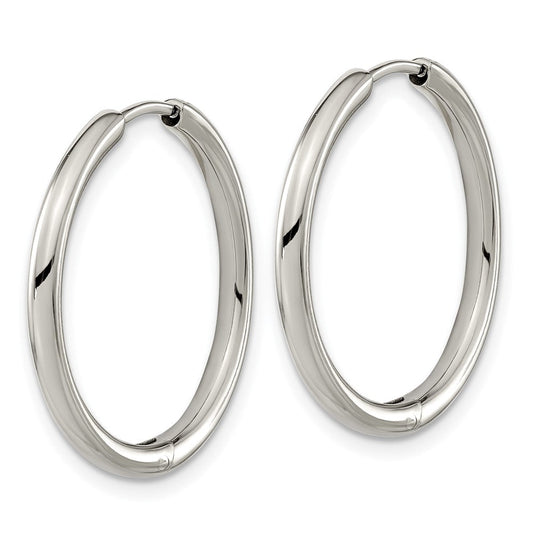 TBE128 Chisel Titanium Polished 2.1mm Hinged Hoop Earrings