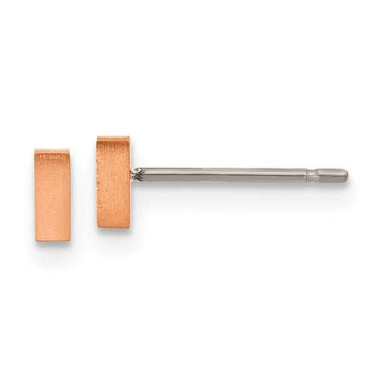 TBE138 Chisel Titanium Brushed Rose IP-plated Rectangle Post Earrings