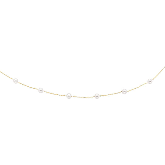 Royal Chain 14K Gold Pearl Station Necklace TC3