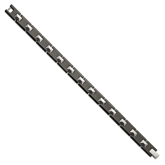 Chisel Tungsten and Black Ceramic Polished 8.5 inch Bracelet TUB128-8.5