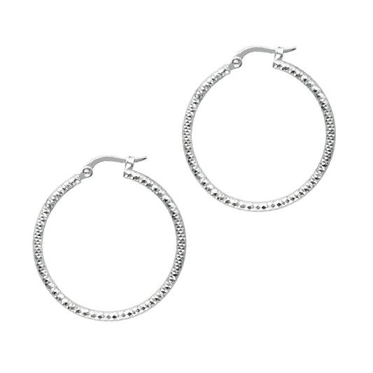 Royal Chain 14K Gold Round Diamond Cut Hoop Earring ER947