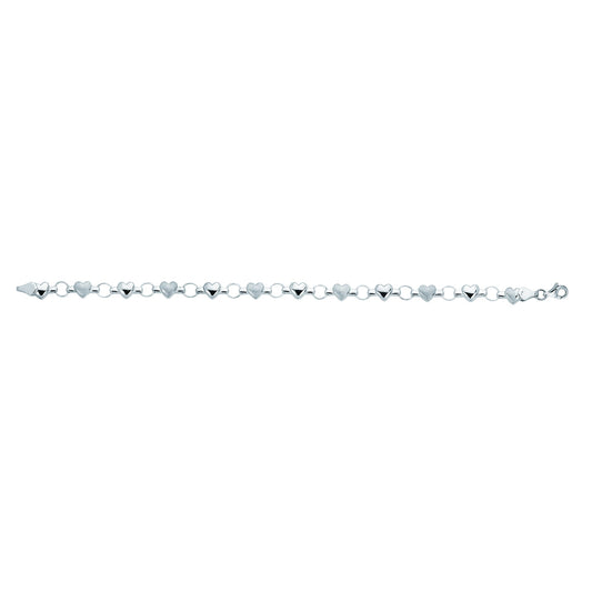 Royal Chain 14K Gold Heart Alternating Bracelet HT127