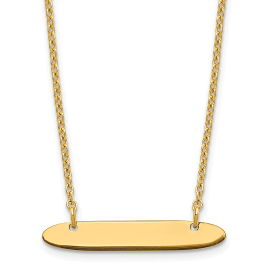 Sterling Silver/Gold-plated Small Oblong Blank Bar Necklace XNA1199GP