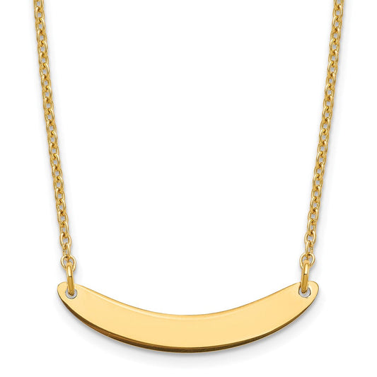 Sterling Silver/Gold-plated Small Curved Blank Bar Necklace XNA1201GP