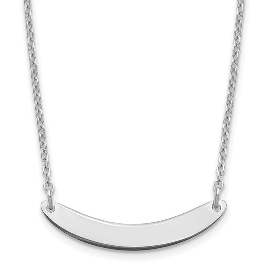 Sterling Silver/Rhodium-plated Small Curved Blank Bar Necklace XNA1201SS