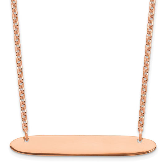 Sterling Silver/Rose-plated Medium Oblong Blank Bar Necklace XNA1204RP