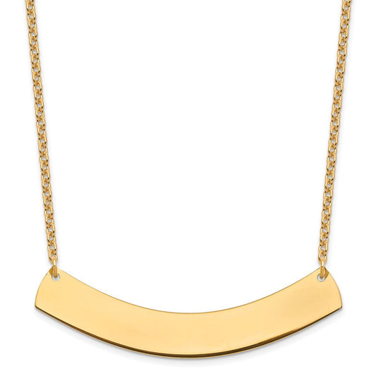 Sterling Silver/Gold-plated Large Curved Blank Bar Necklace XNA1210GP