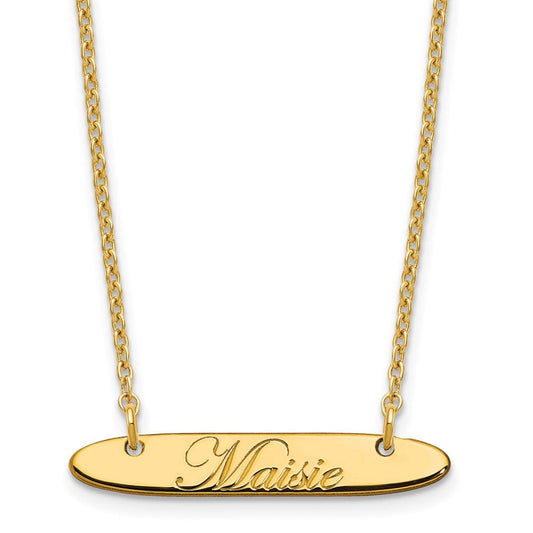 SS/Gold-plated Small Oblong EDEARDIAN SCRIPT Bar Necklace XNA1216GP