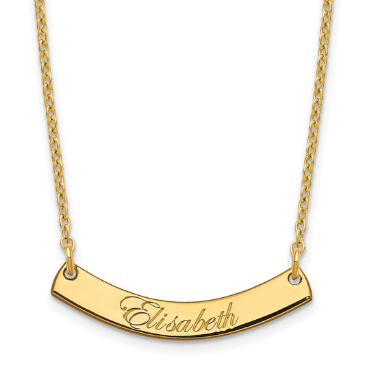SS/Gold-plated Small EDWARDIAN SCRIPT Curved Bar Necklace XNA1217GP