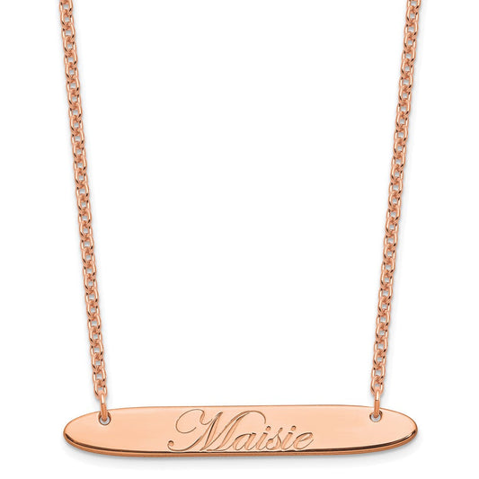 SS/Rose-plated Medium Oblong EDWARDIAN SCRIPT Bar Necklace XNA1221RP