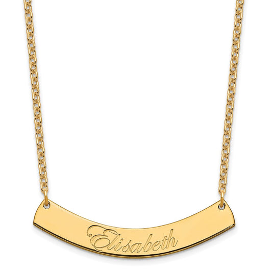 SS/Gold-plated Medium EDWARDIAN SCRIPT Curved Bar Necklace XNA1222GP