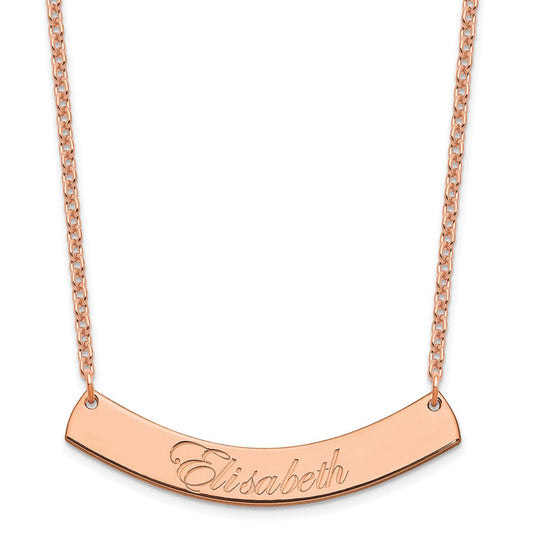 SS/Rose-plated Medium EDWARDIAN SCRIPT Curved Bar Necklace XNA1222RP