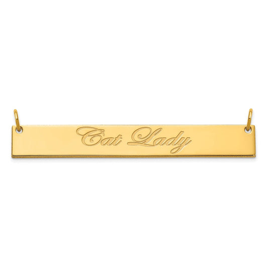 Sterling Silver/Gold-plated Large EDWARDIAN SCRIPT Bar Necklace XNA1224GP