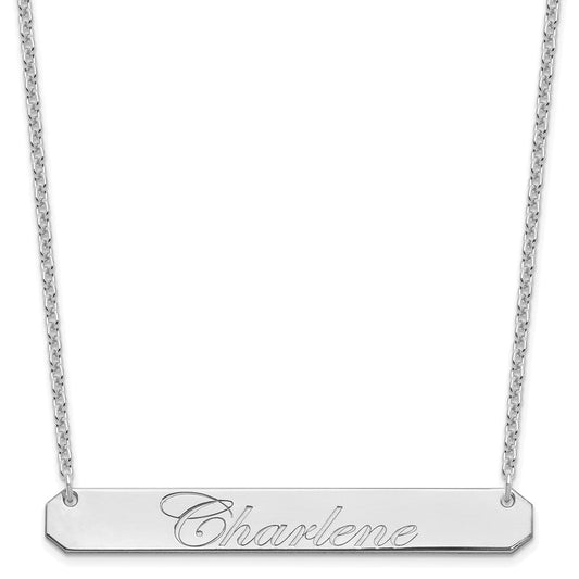 SS/Rhodium-plated Large EDWARDIAN SCRIPT Bar Necklace XNA1225SS