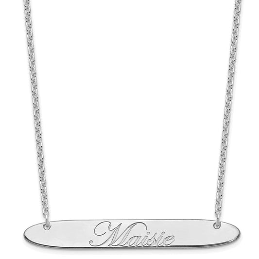 SS/Rhodium-plated Large Oblong EDWARDIAN SCRIPT Bar Necklace XNA1226SS