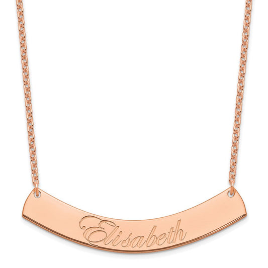 SS/Rose-plated Large EDWARDIAN SCRIPT Curved Bar Necklace XNA1227RP