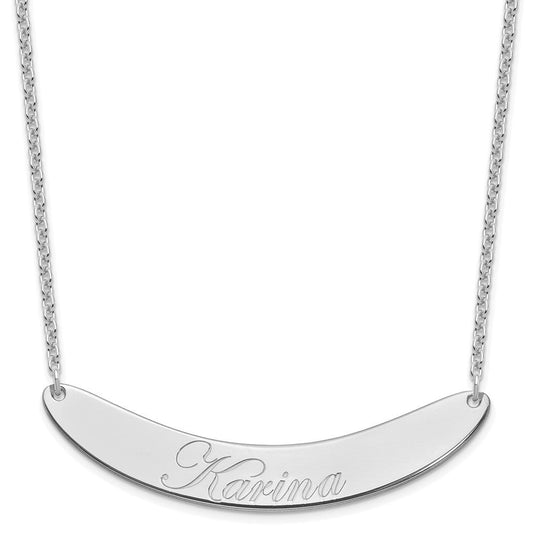 SS/Rhod-plated Large EDWARDIAN SCRIPT Curved Bar Necklace XNA1228SS