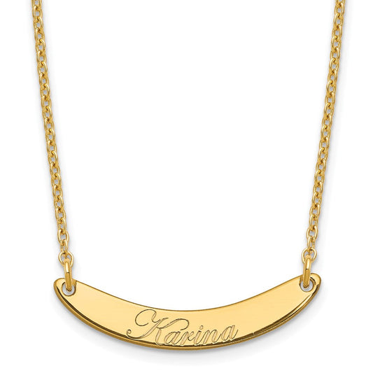 SS/Gold-plated Small EDWARDIAN SCRIPT Curved Bar Necklace XNA1235GP
