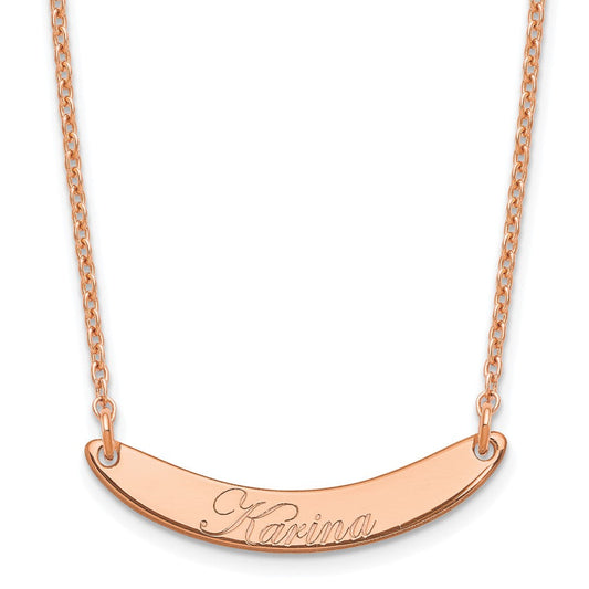 SS/Rose-plated Small EDWARDIAN SCRIPT Curved Bar Necklace XNA1235RP