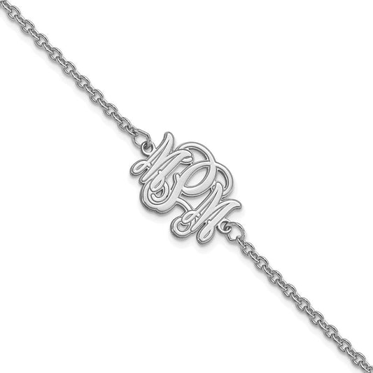 Sterling Silver/Rhodium-plated Etched Monogram Bracelet XNA1266SS