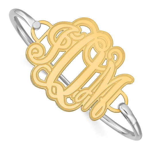 SS/Gold-plated Etched Monogram with Sterling Silver Bangle XNA558GP