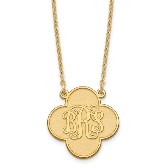 Sterling Silver/Gold-plated Clover Monogram Necklace XNA601GP
