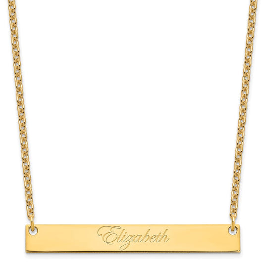 Sterling Silver/Gold-plated Large EDWARDIAN SCRIPT Bar Necklace XNA642GP