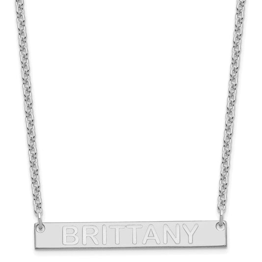 SS/Rhod-plated Medium Capitalized ARIAL ROUNDED Bar Necklace XNA644SS