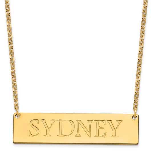 Sterling Silver/Gold-plated Large Name Bar Necklace XNA648GP