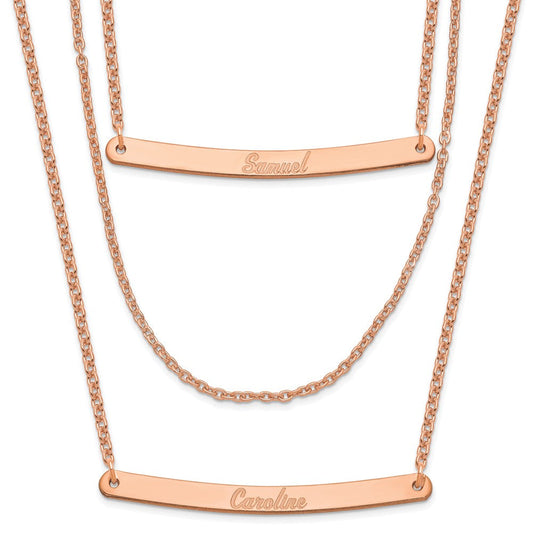 Sterling Silver/Rose-plated Brushed 3 Chain 2 Br Necklace XNA652RP