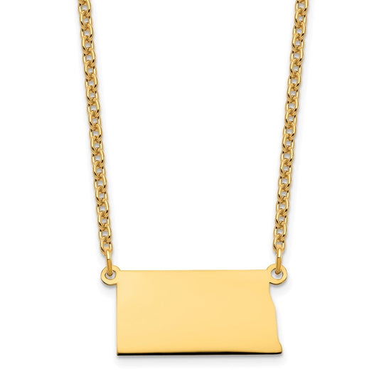 Sterling Silver/Gold-plated North Dakota State Necklace XNA706GP-ND