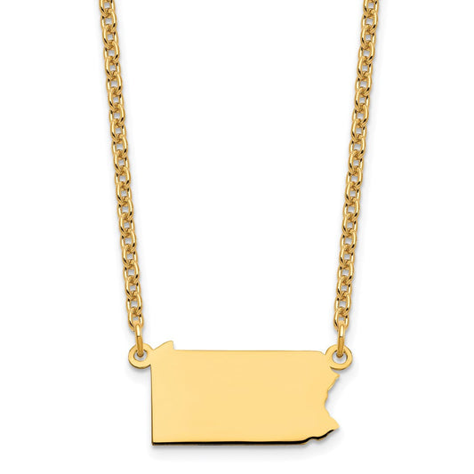 Sterling Silver/Gold-plated Pennsylvania State Necklace XNA706GP-PA