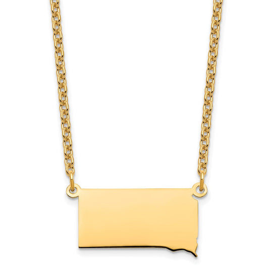 Sterling Silver/Gold-plated South Dakota State Necklace XNA706GP-SD