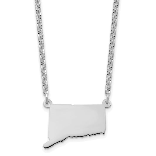 Sterling Silver/Rhodium-plated Connecticut State Necklace XNA706SS-CT