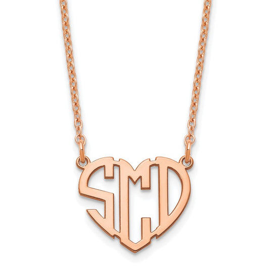 Sterling Silver/Rose-plated Heart Monogram Necklace XNA895RP