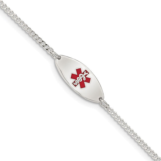 Sterling Silver Rhodium-plated Enamel Medical Jewelry Bracelet XSM154