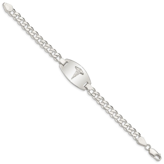 Sterling Silver Medical Jewelry Curb Link Bracelet XSM156
