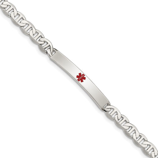 Sterling Silver Polished Medical Anchor Link ID Bracelet XSM158