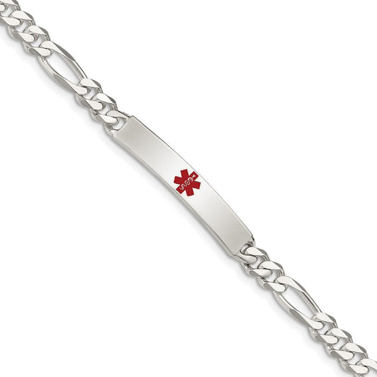 Sterling Silver Polished Medical Figaro Anchor Link ID Bracelet XSM160