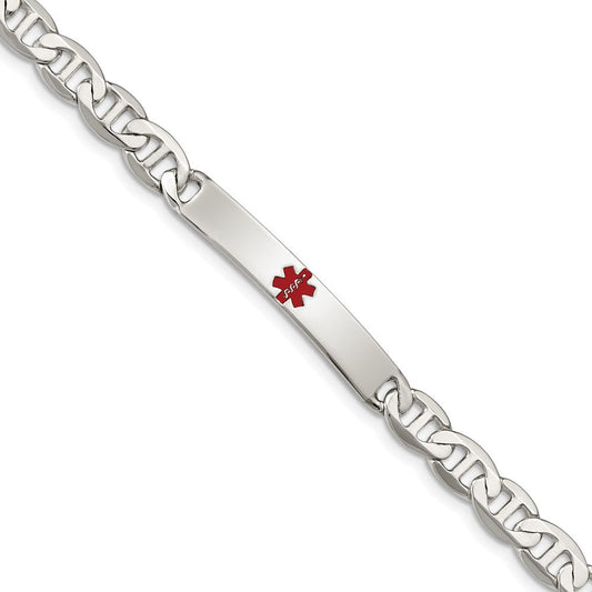 Sterling Silver Polished Medical Anchor Link ID Bracelet XSM161