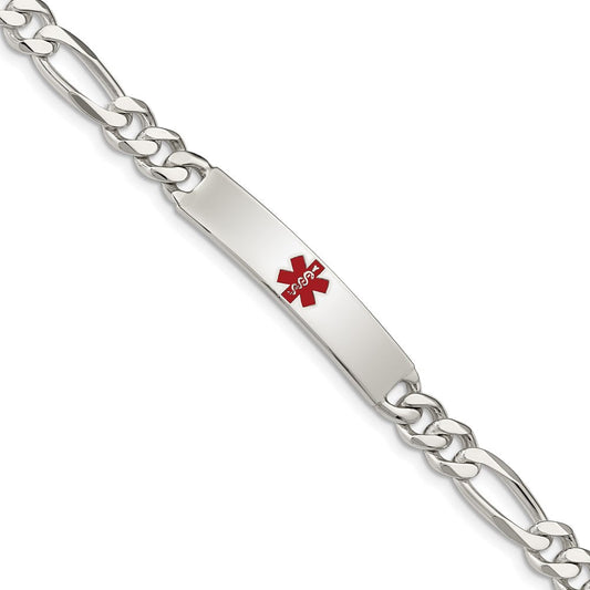 Sterling Silver Polished Medical Figaro Anchor Link ID Bracelet XSM162