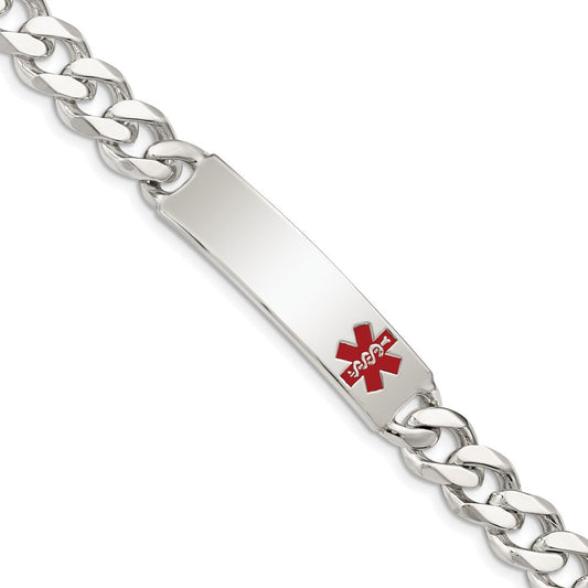 Sterling Silver Polished Medical Curb Link ID Bracelet XSM171